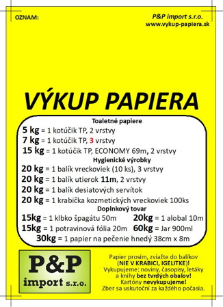 Výkup papiera 24.10.2024 od 15:50 do 16:00 hod